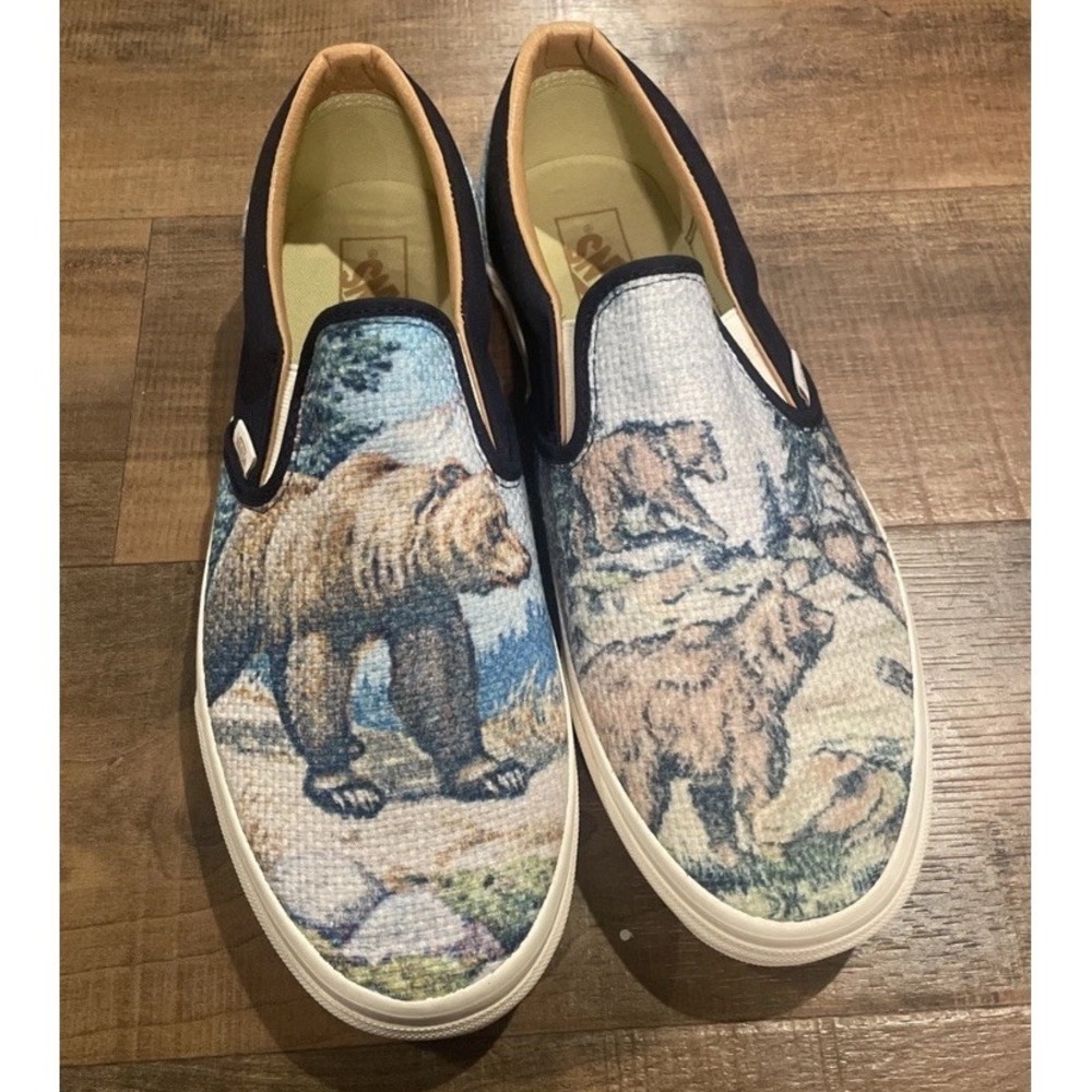 Vans Slip On Shoes Cali Tapestry Forest Bears Skate Sneakers‎ Men's Size 8
